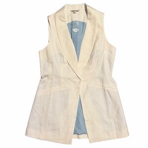 Boston Proper White Sleeveless Blazer Vest Size 8 Minimalist Office Siren